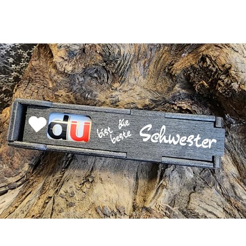 Du bist die beste Schwester - Schokoriegel Geschenkbox incl. Duplo Riegel, Geburtstag Geschenk für Freundin, Mann, Paar, Freundschaft, Jahrestag (Du bist die beste Schwester) von Designbysh