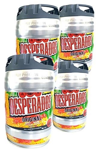 4 x Desperados Bier mit Tequila Partyfass 5 Liter Fass inkl. Zapfhahn 5,9% vol. von Desperados