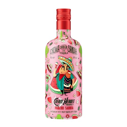Pancho Sandia, Wassermelonenlikör mit Tequila, Designerflasche, Series “Cream Heroes”. 0,7 L, 17% Vol. von Destil.leries del Maresme S.A.
