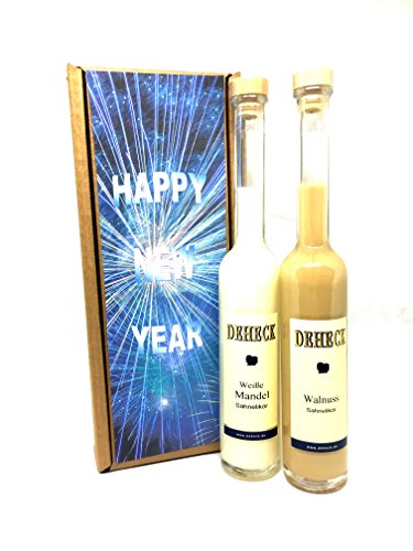Geschenkset Liköre "Prost Neujahr" Weiße Mandel Walnuss von Destillerie Deheck