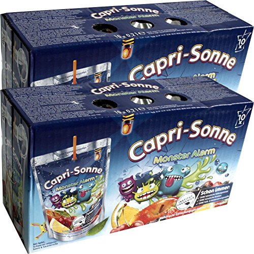 Capri Sonne Monster Alarm 2 Packungen á 10 x 200ml (20 gesamt, Apfel, schwarze Johannisbeere, Sauerkirsch, Zitrone, Limette & Erdbeere) von Deutsche Sisi-Werke Betriebs GmbH
