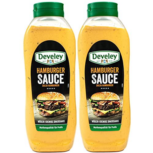 Develey - 2er Set Original Hamburger Sauce mit feinen Gurken- und Zwiebelstückchen 875 ml - Würzig cremige Hamburgersoße - Soße geeignet für Burger, Sandwich und Gegrilltem - (Classic Burgersauce) von Develey