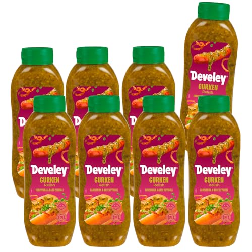 Develey – Gurken Relish – 8er Pack (8 x 875ml) – Knackig-frisch mit Gurke und Zwiebel von Develey