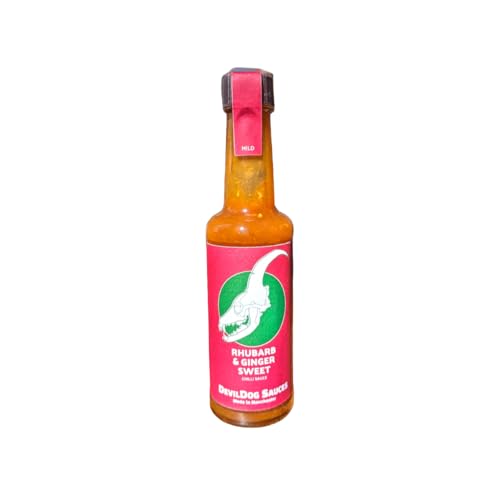 DevilDog Sauces Rhabarber & Ingwer Milde süße Chilisauce 150ml, toller Dip oder Glasur, glutenfrei und vegan DevilDog Sauces Rhabarber & Ingwer Milde süße Chilisauce 150ml, toller Dip oder Glasur, glutenfrei und vegan von DevilDog Sauces