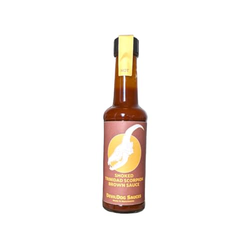 DevilDog Sauces Smoked Trinidad Scorpion Sweet & Sour Hot Brown Sauce 150 ml, ideal für Speck, Käsesandwiches und Kuchen, glutenfrei und vegan DevilDog Sauces Smoked Trinidad Scorpion Sweet & Sour Hot Brown Sauce 150 ml, ideal für Speck, Käsesandwiches und Kuchen, glutenfrei und vegan von DevilDog Sauces
