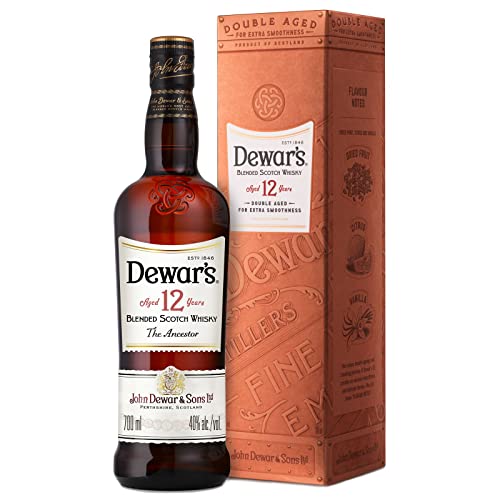 Dewar’s 12 Jahre alter Blended Scotch Whisky in Geschenkbox, doppelt gereift im Eichenfass für besonders weichen Geschmack, Noten von Zitrus, Trockenfrüchten & Vanille, 40% Vol., 70 cl/700 ml von Dewar's