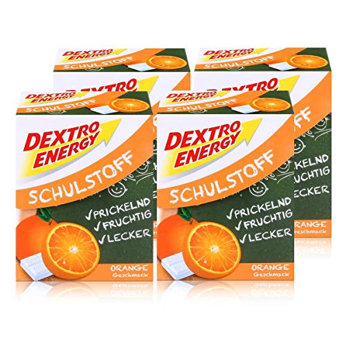 Dextro Energy Schulstoff Traubenzucker Orangen Geschmack 50g (4er Pack) von Dextro Energy