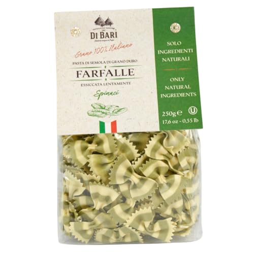 Pastificio Di Bari Tarall'Oro Farfalle Agli Spinaci, mit Spinat, Trafilatura al Bronzo, 250g von Di Bari