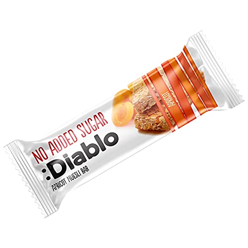 Diablo Müsli-Riegel Aprikose | Ohne Zuckerzusatz | Mit Maltitol gesüßt | Frühstücksriegeln | Diabetikerfreundlich | 30 g (1 Stück) von Diablo