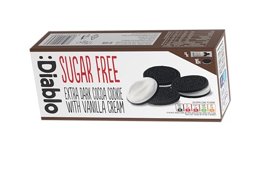 Diablo Sugarfree Extra Dark Sandwich Cookies with Vanilla Cream, 192 g von Diablo