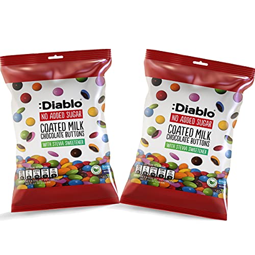 Diablo bunte Schokolinsen | Milchschokolade |zuckerfrei | mit Stevia gesüßt | Geschenkidee | in praktischer Tüte | diabetiker-geeignet | Wie Smarties ohne Zuckerzusatz | 40g (Pack of 2) von Diablo