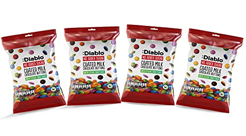 Diablo bunte Schokolinsen | Milchschokolade |zuckerfrei | mit Stevia gesüßt | Geschenkidee | in praktischer Tüte | diabetiker-geeignet | Wie Smarties ohne Zuckerzusatz | 40g (Pack of 4) von Diablo