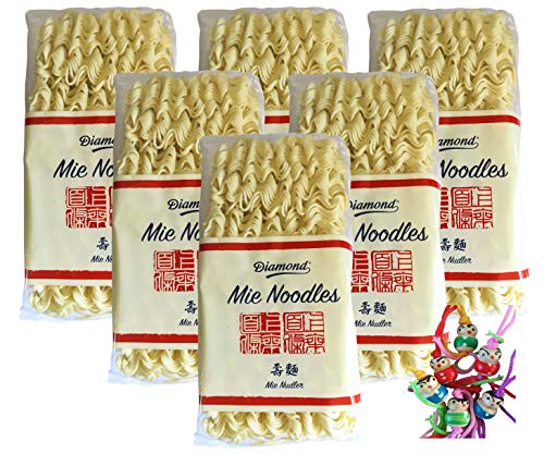[ 6x 250g ] DIAMOND Mie Noodles, dünn / Mie Nudeln ohne Ei / Wok Nudeln + ein kleiner Glücksanhänger gratis von Diamond