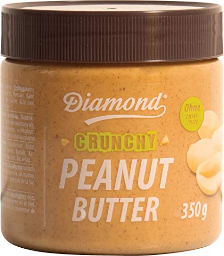 Diamond Erdnussbutter crunchy – Mit Erdnussstückchen – Ohne Zuckerzusatz, vegan – Ideal als Brotaufstrich, Dip oder zum Backen (1 x 350 g) von Diamond