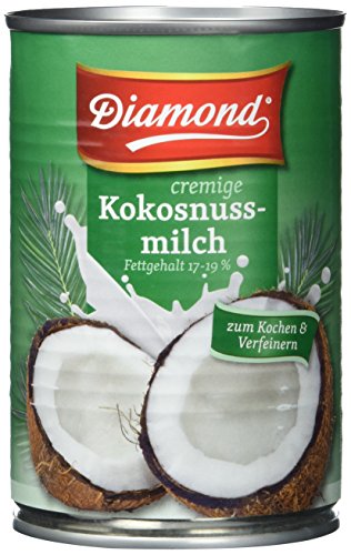 Diamond Kokosnussmilch, Fettgehalt: ca. 17%, 12er Pack (12 x 400 ml Packung) von Diamond