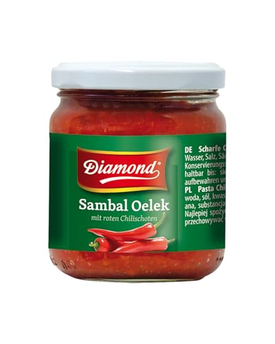DIAMOND Sambal Oelek, Feurig scharfe Paste aus roten Chilischote, zum Verfeinern von Wok-Gerichten, Reispfannen & Bratnudeln - 6 x 200 g von Diamond