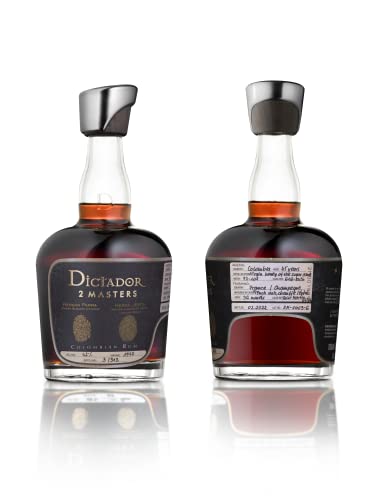 DICTADOR 2 MASTERS Rum Leclerc Briant 42% Jahrgang 1977 Reifung in gerösteten Eichenfässern für 36 Monate Weiße Blumen Rosa Pfeffer Glasflasche 700 ml von Dictador