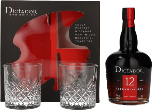 Dictador 12 Years Ultra Premium Reserve Rum mit Geschenkverpackung mit 2 Gläsern (1 x 0.7 l) von Dictador