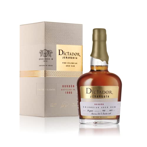 DICTADOR Jerarquia Borbon | Kolumbianischer Rum gereift in Ex Bourbon Cask 1985 (35 Jahre), 46% Alkoholgehalt | 1 Flasche x 0,7 l von Dictador