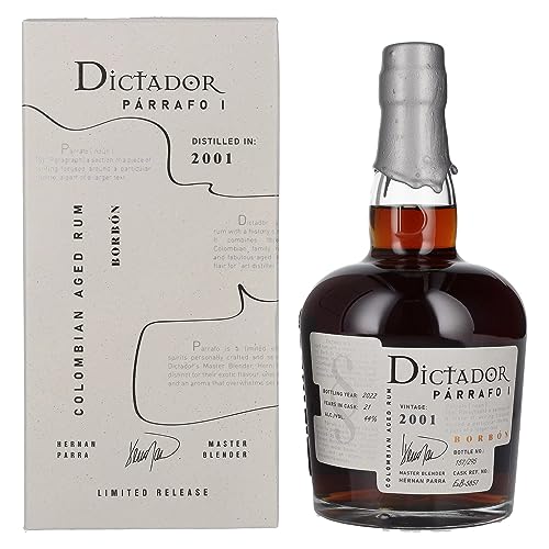 Dictador PÁRRAFO I 21 Years Old BORBÓN Vintage 2001 44% Vol. 0,7l in Geschenkbox Dictador PÁRRAFO I 21 Years Old BORBÓN Vintage 2001 44% Vol. 0,7l in Geschenkbox von Dictador