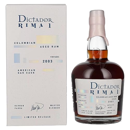Dictador RIMA 1 19 Years Old AMERICAN OAK Cask Vintage 2003 43% Vol. 0,7l in Geschenkbox Dictador RIMA 1 19 Years Old AMERICAN OAK Cask Vintage 2003 43% Vol. 0,7l in Geschenkbox von Dictador