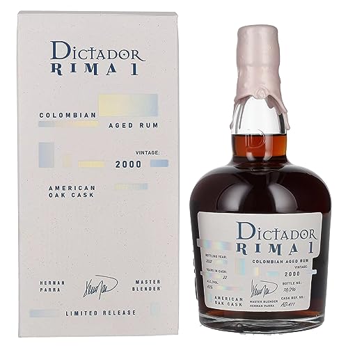 Dictador RIMA 1 22 Years Old AMERICAN OAK Cask Vintage 2000 43% Vol. 0,7l in Geschenkbox Dictador RIMA 1 22 Years Old AMERICAN OAK Cask Vintage 2000 43% Vol. 0,7l in Geschenkbox von Dictador