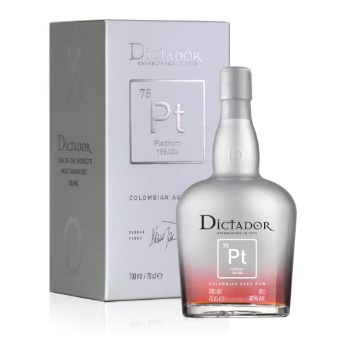 Dictador Rum Platinum 40% 700ml - old man rum - Geschenkset alkohol - Alkohol geschenke für männer - Rum plantation - Reifezeit 25-35 Jahre von Dictador