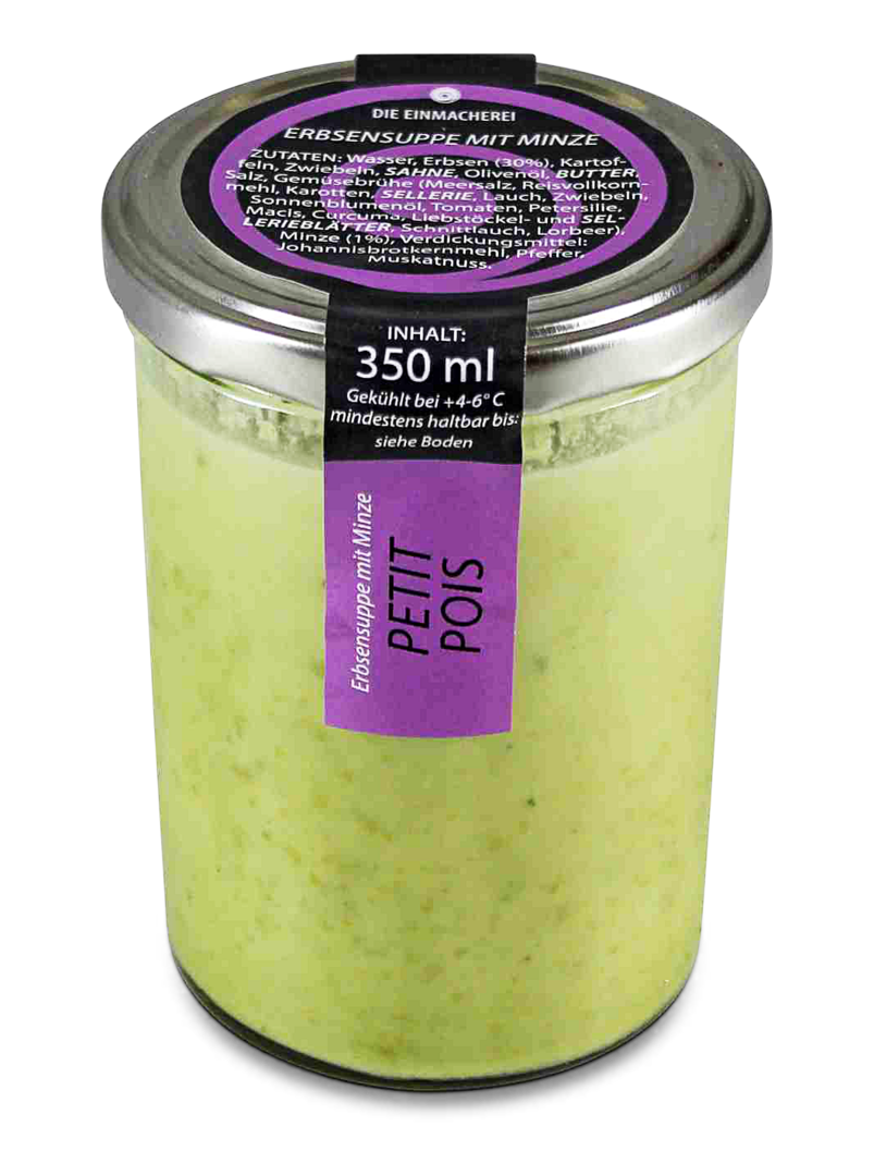 Grüne Erbsensuppe mit Minze Grüne Erbsensuppe mit Minze von Die Einmacherei
