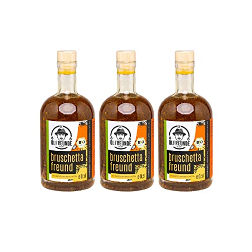 DIE ÖLFREUNDE ''Bio Bruschettafreund'' | 3er Sparset | Bio Rapsöl mit Bio Gewürzen 3x0,5l | hochwertig kaltgepresstes Öl | vegan | nachhaltiges Speiseöl mit Omega 3 und Omega 6 Fettsäuren von Die Ölfreunde