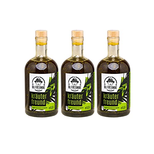 DIE ÖLFREUNDE "Kräuterfreund" | 3er Sparset | Kräuteröl 3x0,5l | hochwertig kaltgepresstes Öl | veganes Rapsöl mit Kräutern | nachhaltiges Speiseöl mit Omega 3 und Omega 6 Fettsäuren DIE ÖLFREUNDE "Kräuterfreund" | 3er Sparset | Kräuteröl 3x0,5l | hochwertig kaltgepresstes Öl | veganes Rapsöl mit Kräutern | nachhaltiges Speiseöl mit Omega 3 und Omega 6 Fettsäuren von Die Ölfreunde