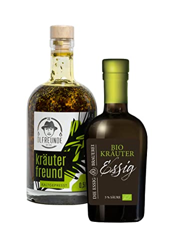 DIE ÖLFREUNDE „Kräuter Duo Sparset | 1 erlesenes Speiseöl | 1 feiner Kräuter Essig | hochwertige kaltgepresste Öle | nachhaltige Öle mit Omega 3 und Omega 6 Fettsäuren DIE ÖLFREUNDE „Kräuter Duo Sparset | 1 erlesenes Speiseöl | 1 feiner Kräuter Essig | hochwertige kaltgepresste Öle | nachhaltige Öle mit Omega 3 und Omega 6 Fettsäuren von Die Ölfreunde