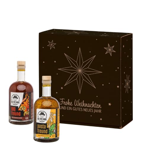 DIE ÖLFREUNDE Weihnachtsbox „Weihnachtssterne“ 2 x Öl | 2 erlesene Speiseöle | hochwertige kaltgepresstes Öl | nachhaltig schenken | Geschenkidee für Weihnachten von Die Ölfreunde