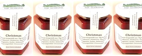 Christmas Fruchtaufstrich 4 x 200g, aus Erdbeeren, Himbeeren, Sauerkirschen und Spekulatiusgewürz | Weihnachtsfruchtaufstrich, besonderer Fruchtaufstrich außergewöhnliche, Gourmetfruchtaufstrich von Die Scheune Delikatessen