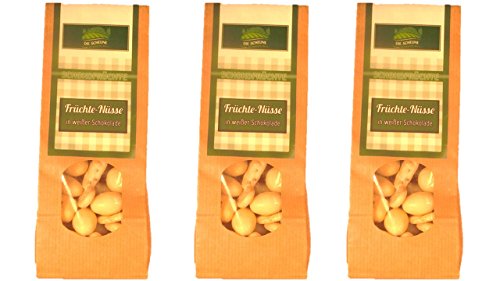 Früchte und Nüsse in weißer Schokolade 3 x 100g | Trockenfrucht Schokolade, Trockenfrüchte Schokolade, Trockenobst Schokolade, getrocknetes Obst Schokolade, Schokoladennüsse, Schokoladen Nüsse, Nüsse mit Schoko von DIE SCHEUNE DELIKATESSEN