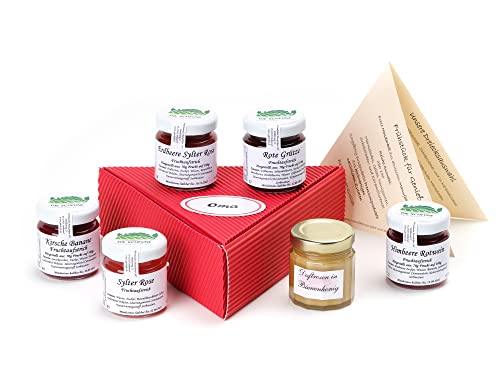 Geschenk Oma – Fruchtaufstrich Frühstücks Paket - 6x50g | gut als Geschenkidee Oma, Seniorin, Großmutter, Geschenkbox Oma, Großmutter, Geschenk Set Oma, Großmutter, Großmama Geschenk Oma – Fruchtaufstrich Frühstücks Paket - 6x50g | gut als Geschenkidee Oma, Seniorin, Großmutter, Geschenkbox Oma, Großmutter, Geschenk Set Oma, Großmutter, Großmama von Die Scheune