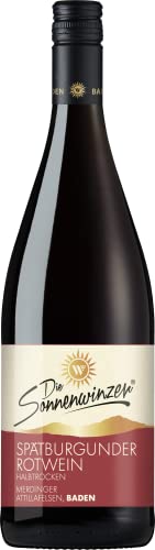 Die Sonnenwinzer Merdinger Attilafelsen Spätburgunder Rotwein Qualiätswein Halbtrocken (1 L) von Die Sonnenwinzer