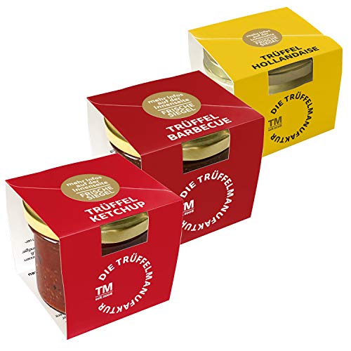 Die Trüffelmanufaktur - 3er Feinkost Trüffel Grillsaucen-Set bestehend aus: Hollandaise-Sauce 90g, BBQ-Sauce 120g und Tomatenketchup 110g, Delikatessen für Feinschmecker und Gourmet Die Trüffelmanufaktur - 3er Feinkost Trüffel Grillsaucen-Set bestehend aus: Hollandaise-Sauce 90g, BBQ-Sauce 120g und Tomatenketchup 110g, Delikatessen für Feinschmecker und Gourmet von Die Trüffelmanufaktur
