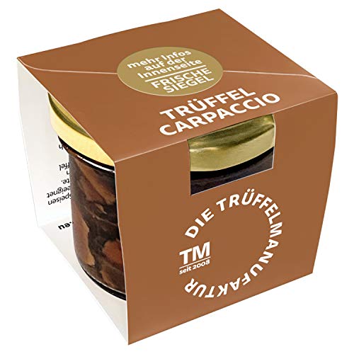 Die Trüffelmanufaktur - Feinkost Trüffel Carpaccio in feinen Scheiben und eigenem Sud, schwarzer echter Sommertrüffel, Trüffelscheiben im 30 g Glas perfekt als Beilage und zur Dekoration Die Trüffelmanufaktur - Feinkost Trüffel Carpaccio in feinen Scheiben und eigenem Sud, schwarzer echter Sommertrüffel, Trüffelscheiben im 30 g Glas perfekt als Beilage und zur Dekoration von Die Trüffelmanufaktur