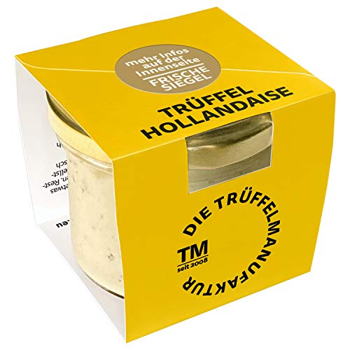 Die Trüffelmanufaktur - Trüffel Hollandaise Soße, Feinkost Trüffelcreme mit 10% echtem schwarzem Trüffel, Trüffelhollandaise Sauce für Spargel, Gemüse, Fisch & Fleisch, Trüffelsoße weiß im 180 g Glas Die Trüffelmanufaktur - Trüffel Hollandaise Soße, Feinkost Trüffelcreme mit 10% echtem schwarzem Trüffel, Trüffelhollandaise Sauce für Spargel, Gemüse, Fisch & Fleisch, Trüffelsoße weiß im 180 g Glas von Die Trüffelmanufaktur