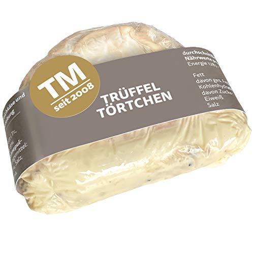 Die Trüffelmanufaktur - Feinkost Trüffelkäse mit 5% echtem schwarzem Trüffel, sahniges frisches Trüffel-Käse-Törtchen mit feiner Mascarpone Frischkäse-Trüffelfüllung, Gourmet Weichkäse 110 g von Die Trüffelmanufaktur