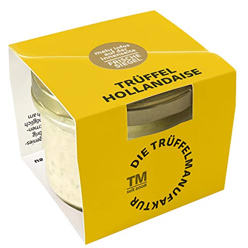 Die Trüffelmanufaktur - Trüffel Hollandaise Soße, Feinkost Trüffelcreme mit 10% echtem schwarzem Trüffel, Trüffelhollandaise Sauce für Spargel, Gemüse, Fisch & Fleisch, weiße Trüffelsoße im 90 g Glas Die Trüffelmanufaktur - Trüffel Hollandaise Soße, Feinkost Trüffelcreme mit 10% echtem schwarzem Trüffel, Trüffelhollandaise Sauce für Spargel, Gemüse, Fisch & Fleisch, weiße Trüffelsoße im 90 g Glas von Die Trüffelmanufaktur