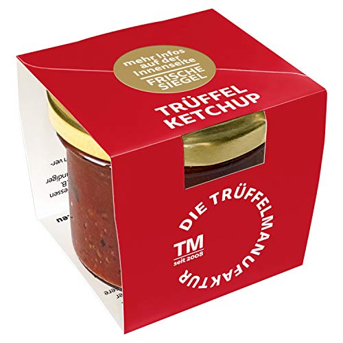 Die Trüffelmanufaktur - Trüffel Ketchup mit 7% echtem schwarzen Trüffeln, Deluxe Tomaten Trüffelketchup für leckere, knackige Pommes oder saftige Steaks, Spareribs, Rippchen, Bratwurst, Glas á 110 g Die Trüffelmanufaktur - Trüffel Ketchup mit 7% echtem schwarzen Trüffeln, Deluxe Tomaten Trüffelketchup für leckere, knackige Pommes oder saftige Steaks, Spareribs, Rippchen, Bratwurst, Glas á 110 g von Die Trüffelmanufaktur
