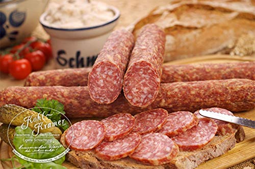 Die Weltmeister Wurst! Ahle Wurst nordhessische Spezialität – Stracke edel Salami luftgetrocknete- Mettwurst 400 gr von Die Wurstmacher