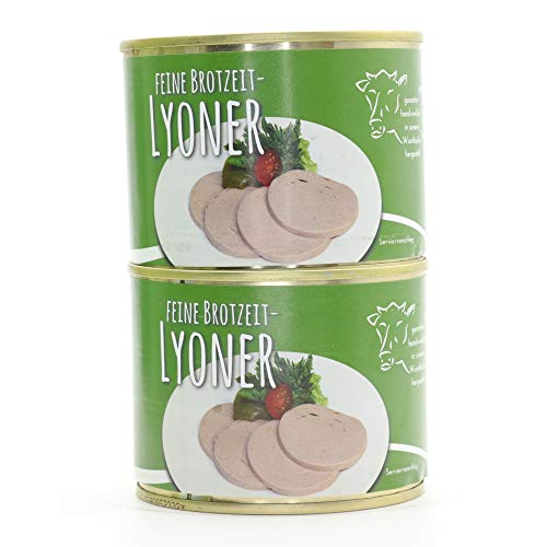 2 X Konserve 200g Diem Lyoner - Diem -, Fleischwurst, Pariser, Rheinische, Frankfurter, Breslauer, - Die ideale Brotzeit in der Dose 400g - lange haltbar von Diem