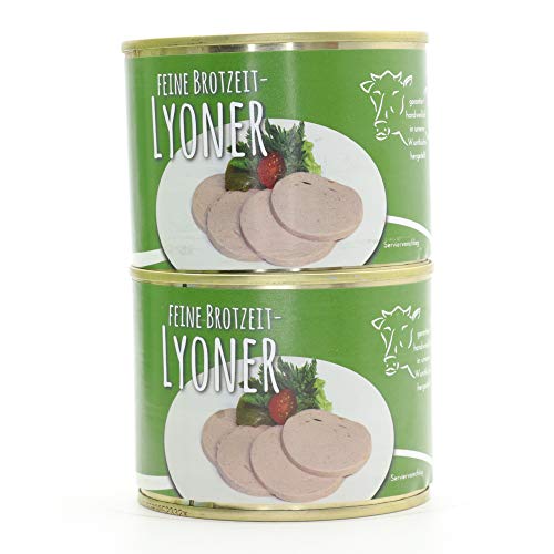 2 X Konserve 200g Diem Lyoner - Diem -, Fleischwurst, Pariser, Rheinische, Frankfurter, Breslauer, - Die ideale Brotzeit in der Dose 400g - lange haltbar von Diem