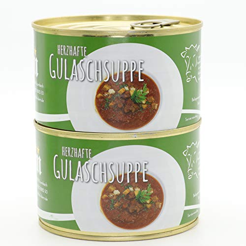 2 X Konserve Diem 400g Gulaschsuppe Herzhaft - mit Majoran verfeinert - 160g Fleisch aus der Oberschale je Konserve - lange haltbar von Diem