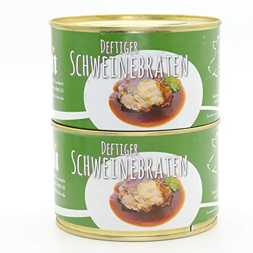 2 X Konserve Diem 400g Schweinebraten - Sonntagsbraten - Braten Soße - 240g Fleisch aus der Schulter je Konserve - lange haltbar von Diem