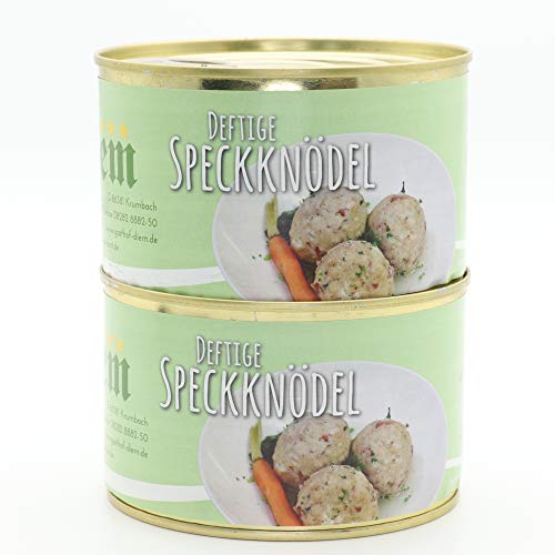 2X Konserve - Speck Knödel - Deftige Speckknödel die ideale Beilage (3 kleine Semmelknöde a 90g = 270g) Dose 400g - Langes MHD von Diem