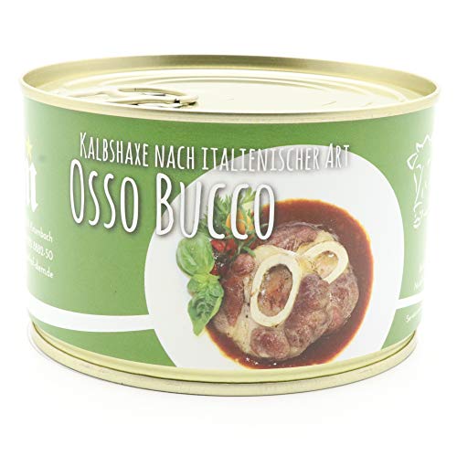 Diem - Kalbshaxe, Osso Bucco, Osso Buco - Echt italienisch in kräftiger Rotweinsoße - Konserve 400g - langes MHD von Diem