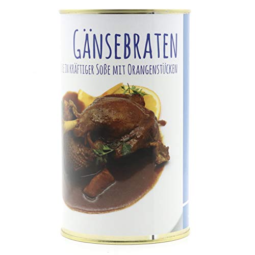 Gänsebraten mit Brust und Keule in kräftiger Soße mit Orangenstücken 1200g - Große Konserve - Diem - 2 Portionen von Diem